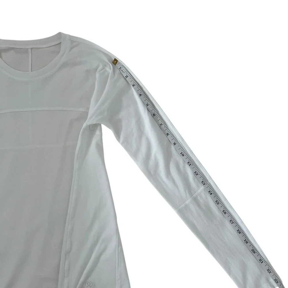 Lululemon Acadia White Long Sleeve Pima Cotton High Low Shirt SZ 4‎ Athleisure